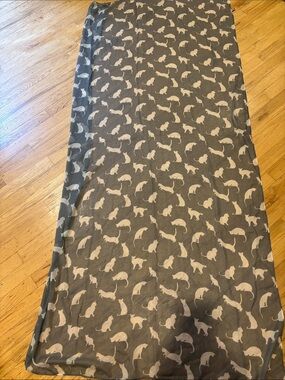 Gray Cat Print Scarf - Unbranded